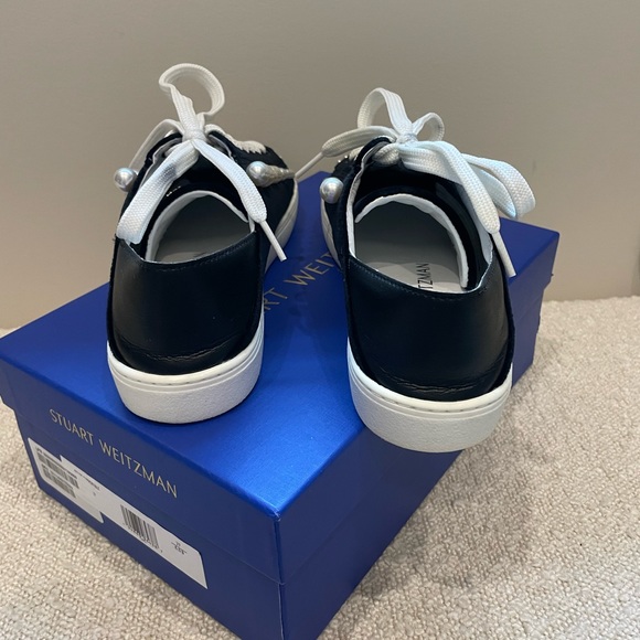 !!SOLD!! Stuart Weitzman Golide Convertible Black Velvet Pearl Sneaker Size 6.5 - Picture 9 of 11